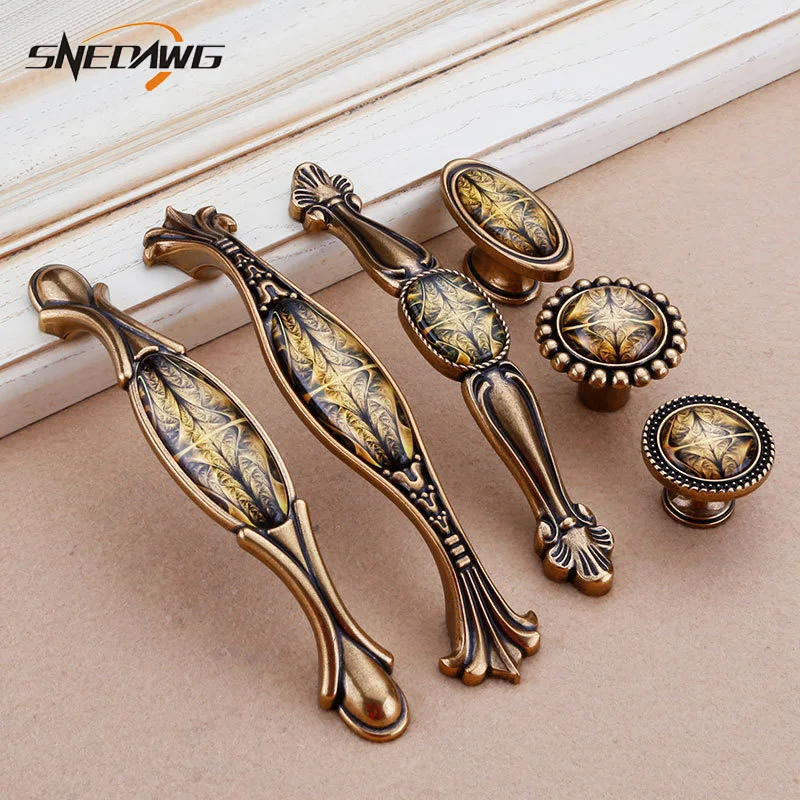 Furniture Handle Antique 96/128/192mm Hole Pitch Cabinet Furniture Door Handle Zinc Alloy Furniture Handles Wardrobe Door Pulls