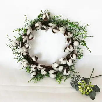 

Round Plastic Simulation Dried Cotton Wreath Christmas Halloween Threshold Garland Decoration Charm Supplies