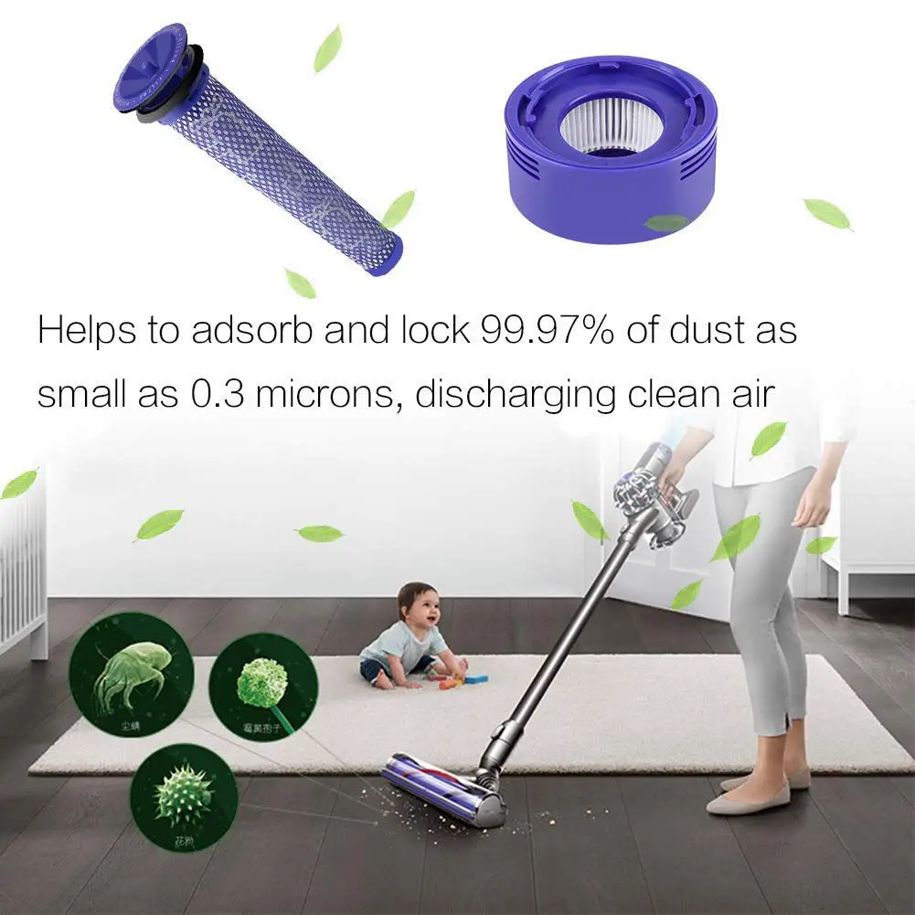 Замена HEPA фильтров Post& Pre для беспроводных пылесосов Dyson V8 и V7