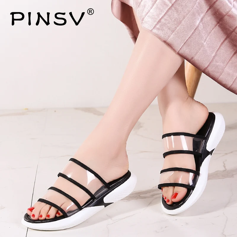 

4 Colors Slippers Women Sandals Transparent Crystal Shoes Women Jelly Shoes Summer Casual Clear Shoes Women Flip Flops PINSV
