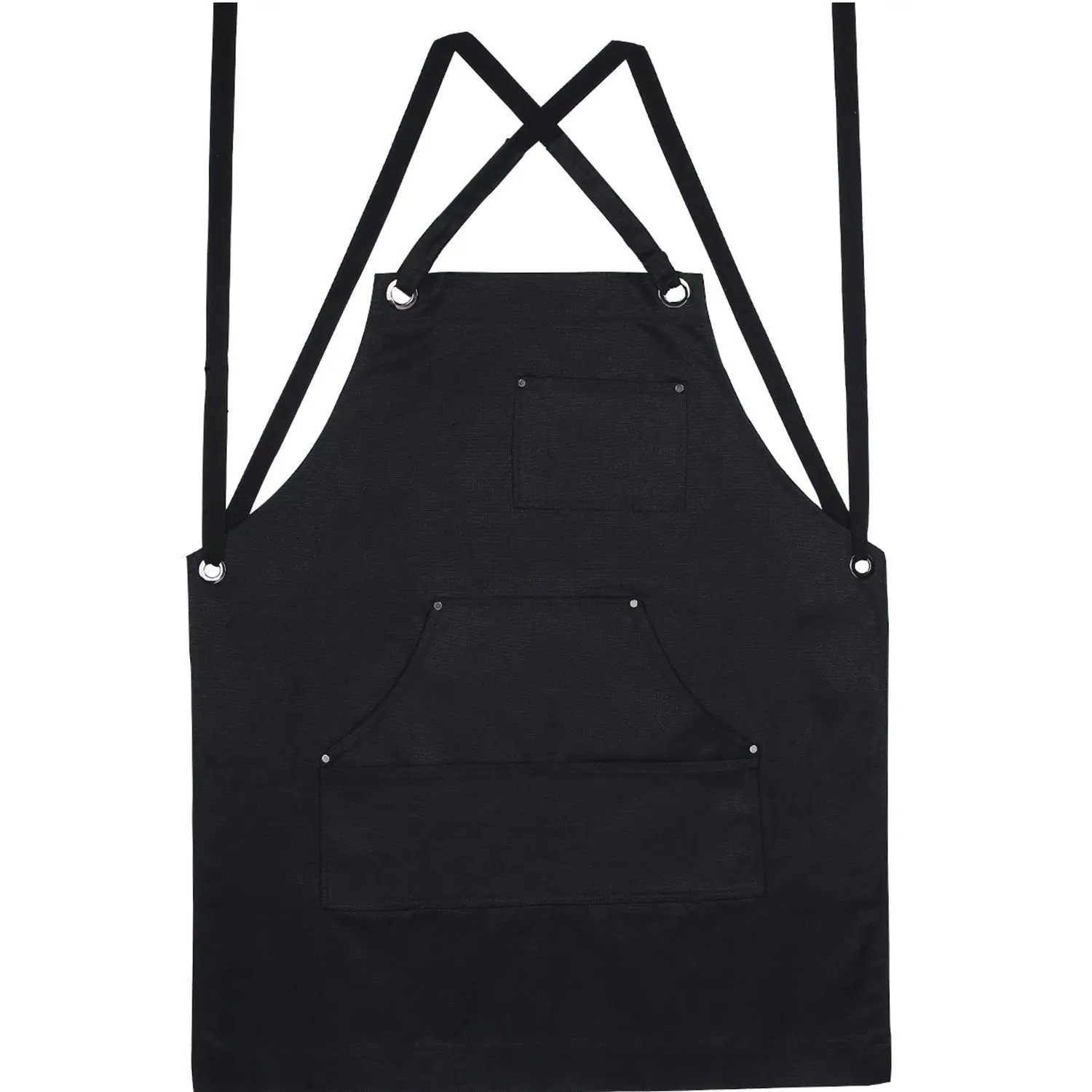 Canvas Work Apron with Tool Pockets Cross-Back Straps & Adjustable Apron Heavy Duty Apron With Pockets For Men and Women