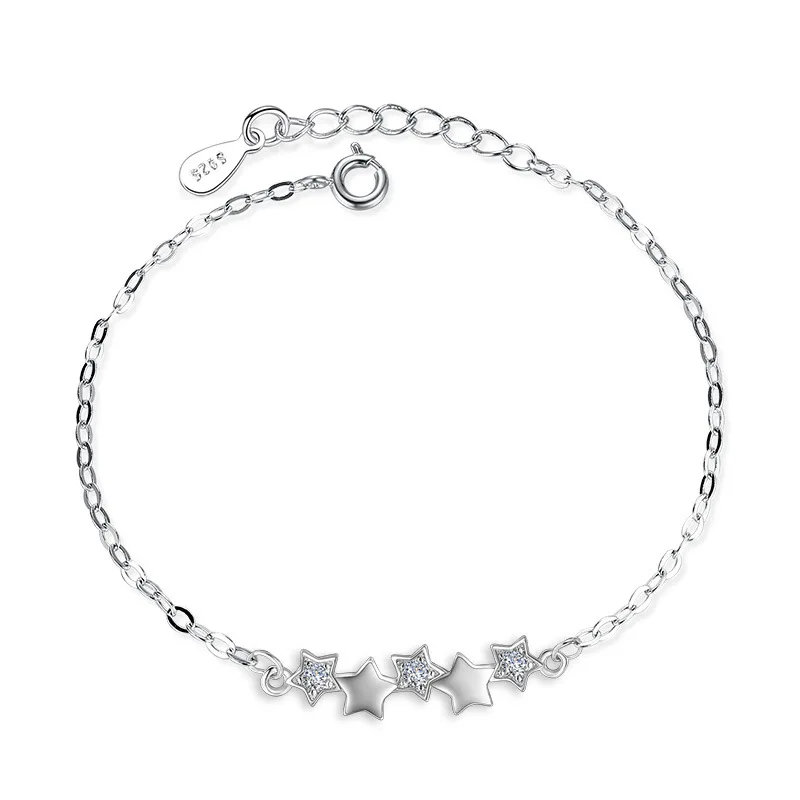 Модный CZ кристалл звезда талисманы браслет для женщин Серебряный цвет вечерние браслеты корейские ювелирные изделия подарок на день Святого Валентина