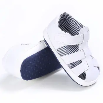

Summer PU Baby Boys Fashion Breathable Hollow First Walkers Soft Soled Solid Out Anti-slip Flip Flop Newborn Shoes