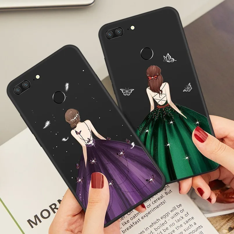 

Luxury Case For Huawei P30 Pro P30 Lite Silicone Case Girl Dress Bumper For Huawei P20 P20 Lite P Smart Funda Coque