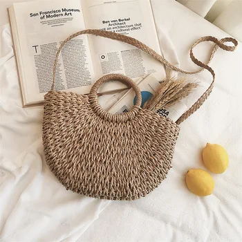 

Straw Crossbody Bags For Women 2020 Luxury Handbags Designer Ladies Hand Tote Shoulder Messenger Bag Sac A Main Female Sling
