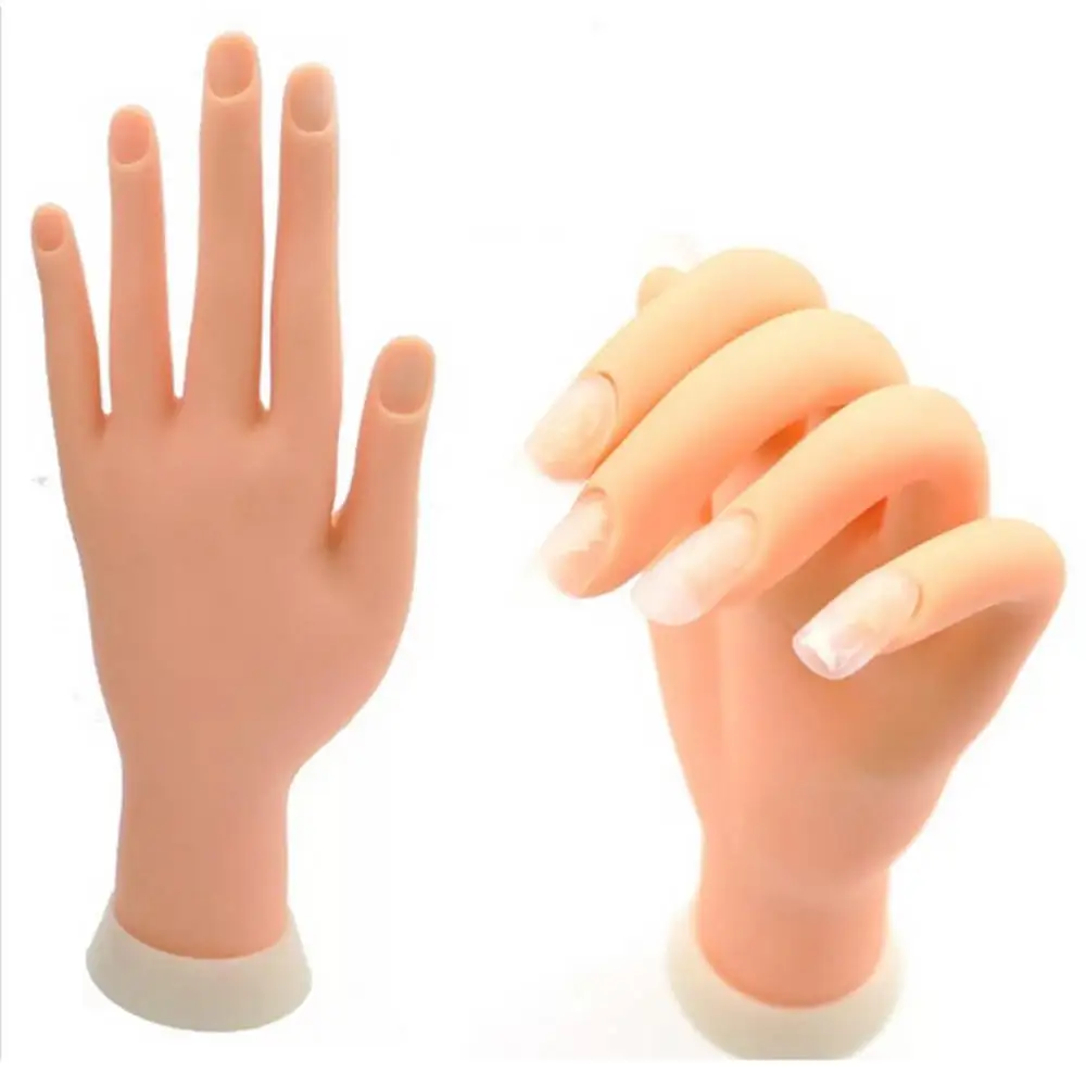 

1Pc Flexible Soft Practice Nail Display Model Hands Flexible Silicone Prosthetic Manicure Tools for Training