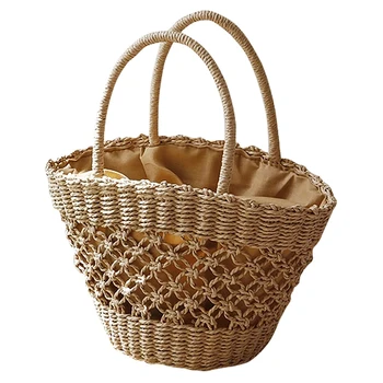 

Fashion Beach Handbags Ladies Hand Bag Tote Travel Clutch Bohemian Hollow Straw Bag Women Summer Wicker Basket Bag
