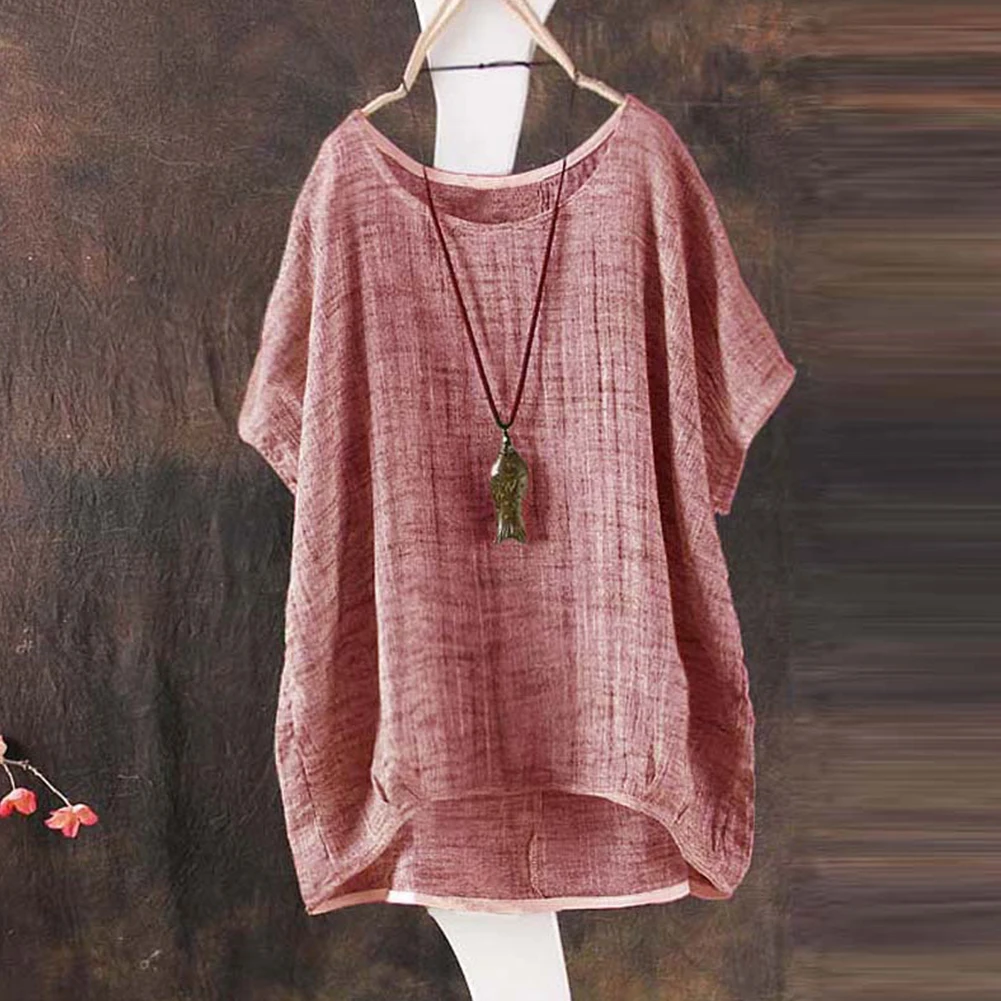 

Tight Vintage Tops Linen Cotton T-shirt Loose Casual Short Sleeve