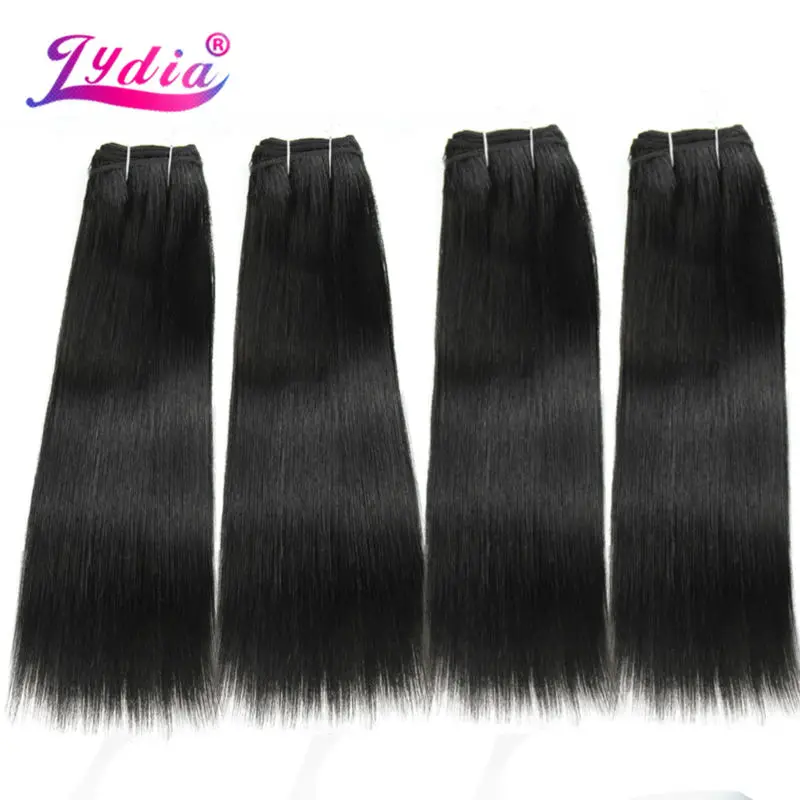 Lydia Synthetic Hair Extension 3PCS/lot Hair Weaving Straight Yaki 10-26 Inch 100% Futura Weft Black 1B# Bundles