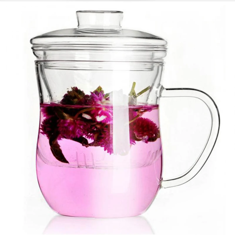 

SNNY NEW Transparent Clear Glass Milk Mug Coffee Tea Cup Teapot Kettle With Tea Infuser Filter&Lid Home Office Drinkware