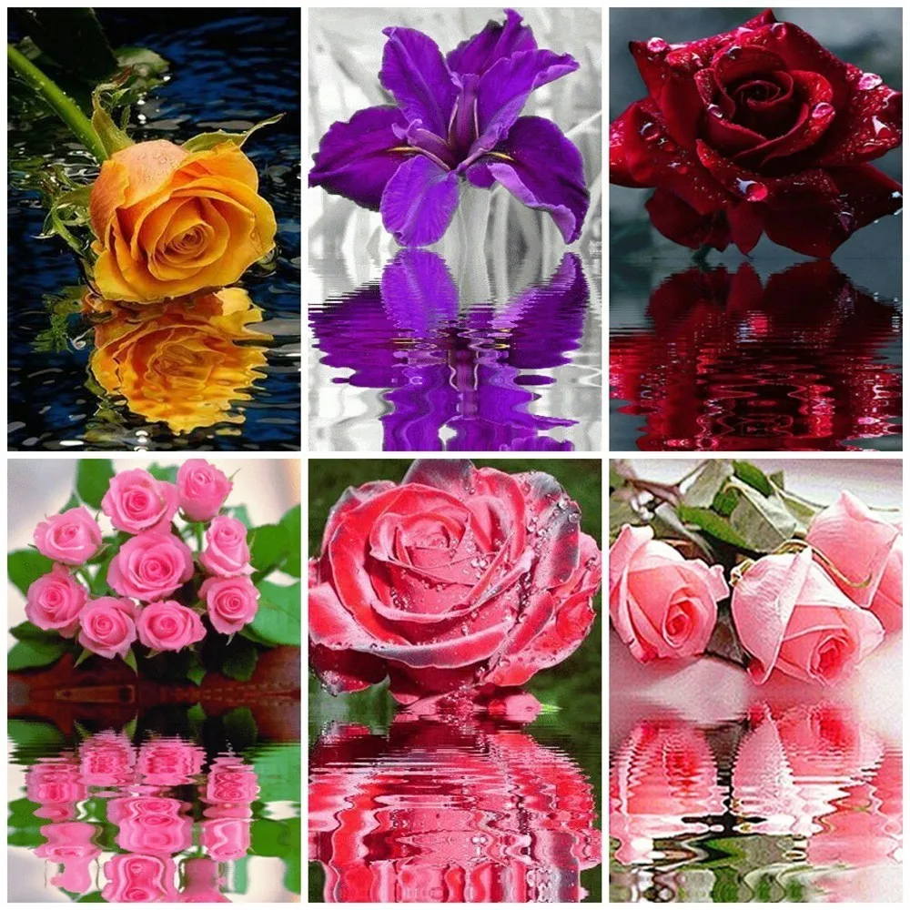 

HUACAN DIY Diamond Painting Flower Full Square Rose Diamond Embroidery Mosaic Cross Stitch Rhinestone Picture Home Decor Gift