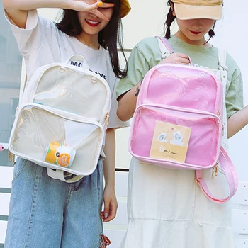 Transparent Ita Bag Women PVC Backpacks Jelly Color Clear PU Leather Student Backpack School Bags For Teenage Girls Itabag ukqling brand cute cartoon bag small women backpack children backpacks for teenage girls child school bags pu leather