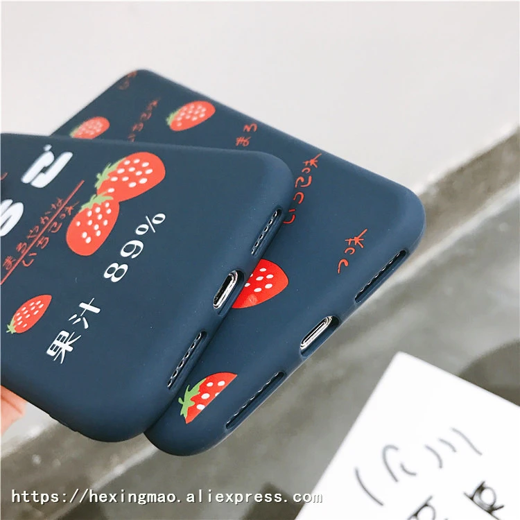 Чехол накладка для iPhone XS XR Max X 8 7 6 6S Plus из мягкого ТПУ с рисунком клубники|Сумки
