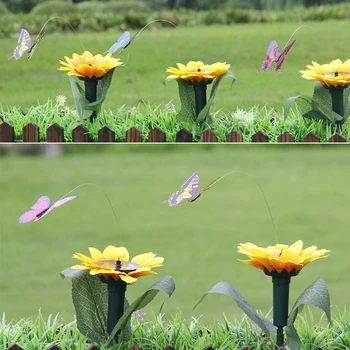 

1PC Solar Power Dancing Flying Fluttering Butterflies Colorful Vibration Hummingbird Home Garden Easter Decoration