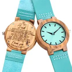 Часы из натурального дерева ручной работы часы для женщин для мужчин кожаный ремешок Творческий кварцевые часы двигаться для мужчин
