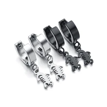 Панк 3D черные серьги в виде скорпиона для мужчин индивидуальные серебряные из нержавеющей стали маленькие обручи серьги женские ювелирные изделия
