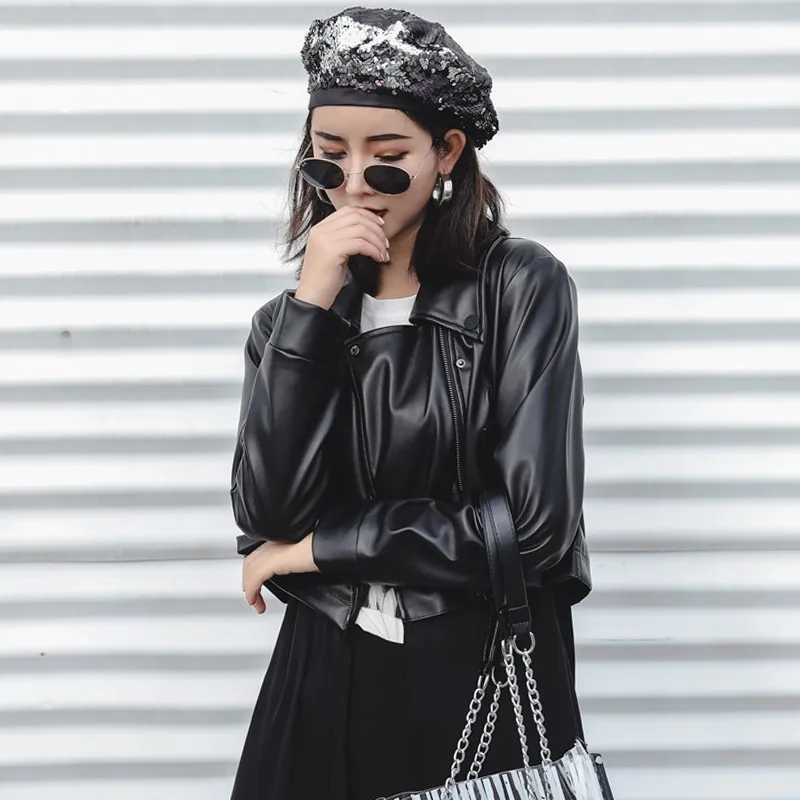 TWOTWINSTYLE pu кожаные куртки для женщин с длинным рукавом плюс толстый Корейский