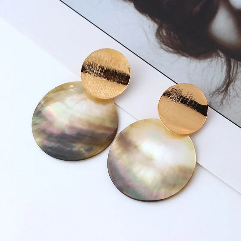 

Fashion 2019 New smooth Metal Shell Women Earrings Fashion Jewelry Party Round Drop Earring Geometric Big Circle