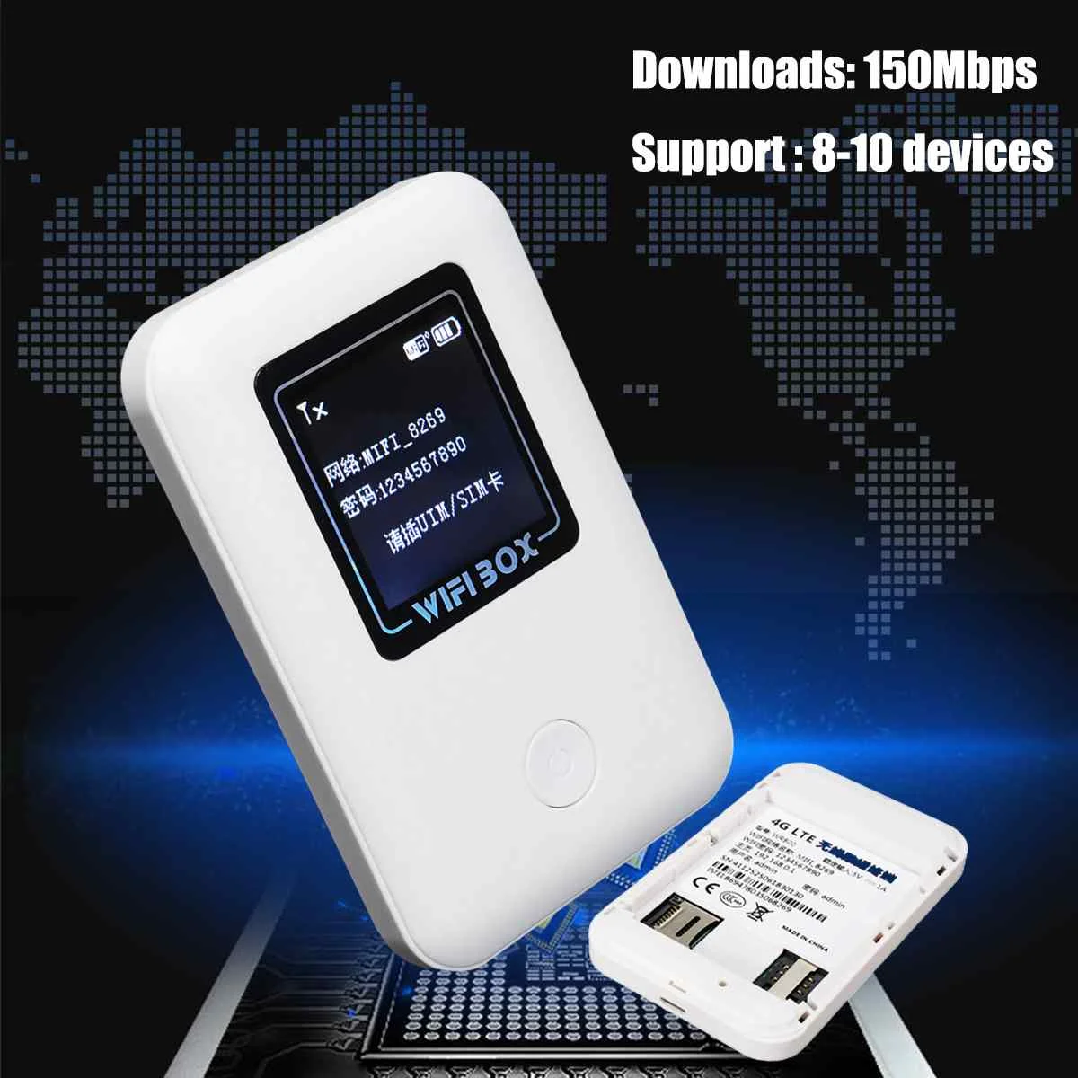 

4G Wireless Mobile Router Portable WIfi Modem 150Mbps Support 8 Devices FDD-LTE WIFI Sharing