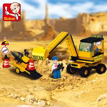 

Sluban B9600 Engineering Excavator Shovel Vehicle Worker 3D Model DIY Building Blocks Bricks Assembly Toy for Children no Box