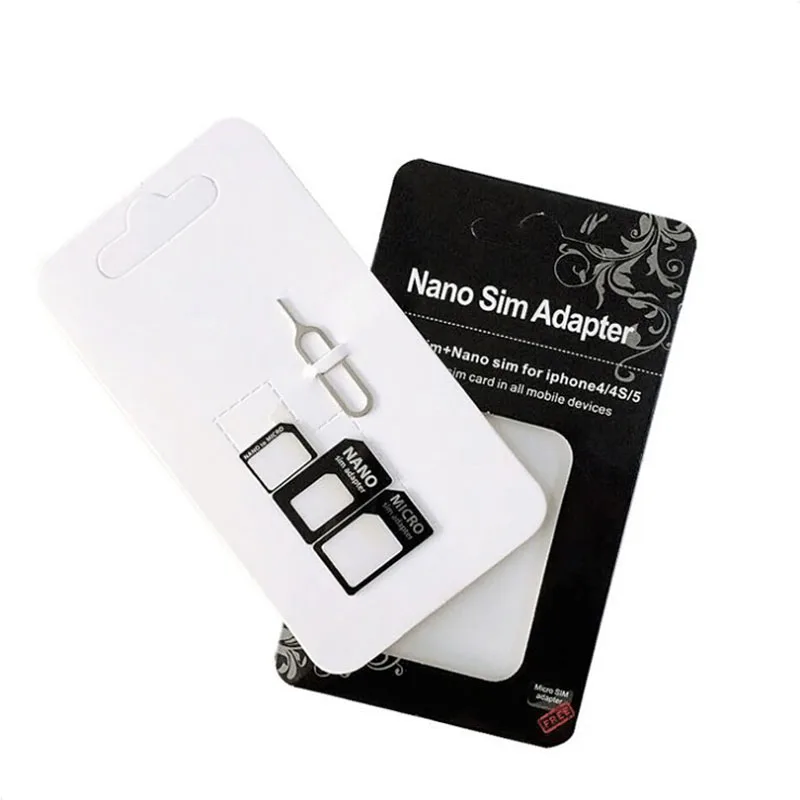 

50pcs 4 in1 SIM Card Adapter For iPhone 5 nano sim adapter set SIM Card Full sim card adapter for phone Droshipping