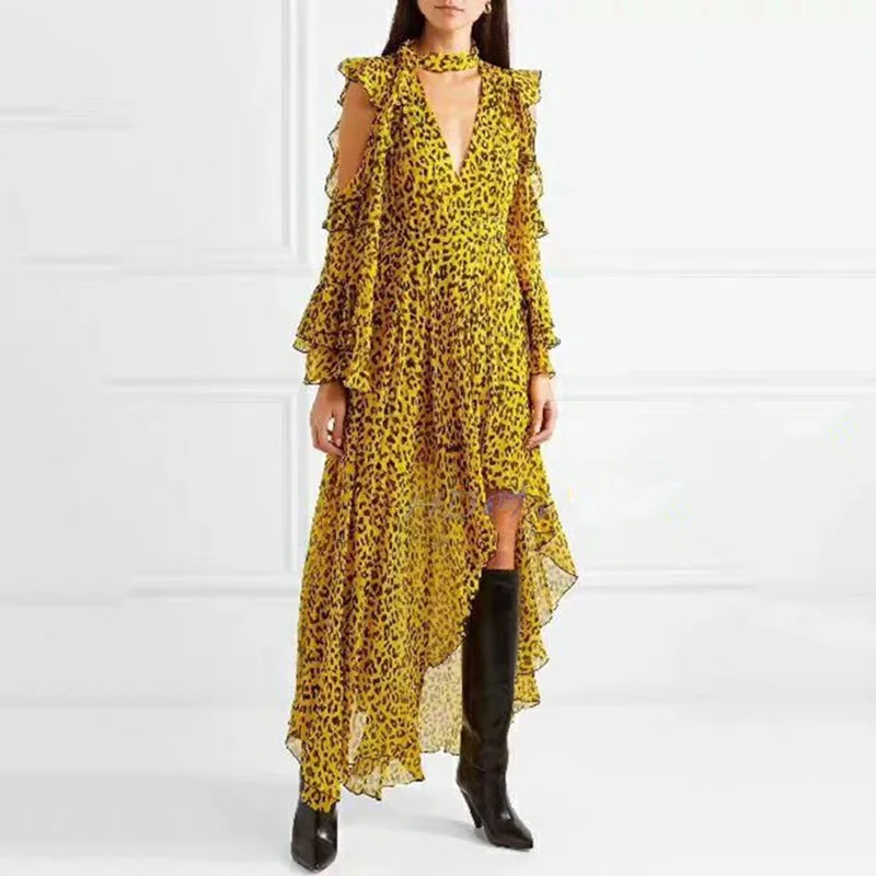 V brown Scollo Del A Asimmetrico Delle Wd67405l Yellow Deat Lanterna Donne Di Estate 2019 Vestito Partito blue Da Backless Primavera L' Con Vestiti Increspature Modo E Nuova Maniche n6qOp7