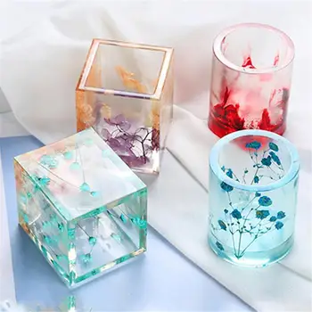 

New Square Round Pen Holder Mould Nordic StyleTransparent Silicone Mould DIY Storage Pen holder molds for jewelry
