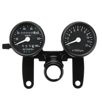 

12V Motorcycle 13000 RPM Tachometer KM/H Speedometer Odometer Dual Gauge with LED Backlight Signal Lights
