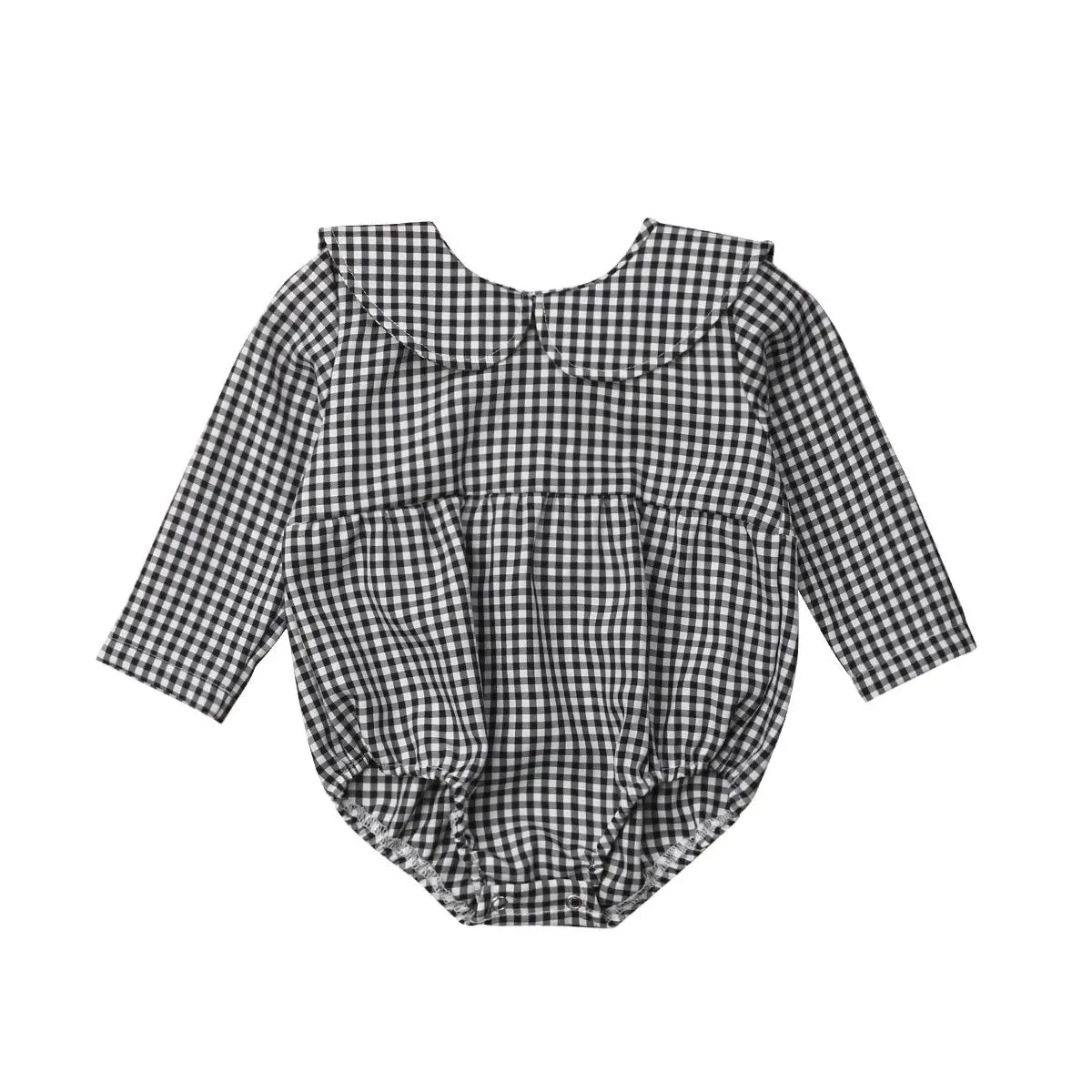 

Princess Newborn Infant Girls Rompers Black Plaid Long Sleeve Baby Girls Romper Jumpsuit Baby Girl Clothing