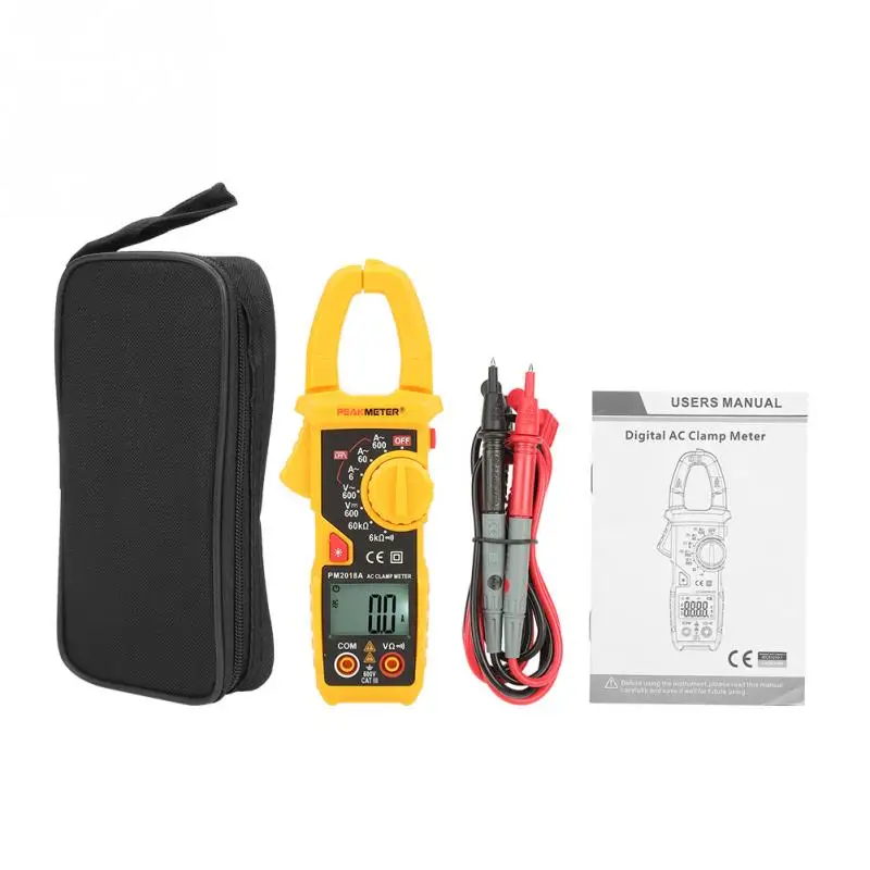 

PEAKMETER Clamp Meter PM2018S Handheld Digital LCD Clamp Meter AC/DC Voltage Diagnostic Multimeter