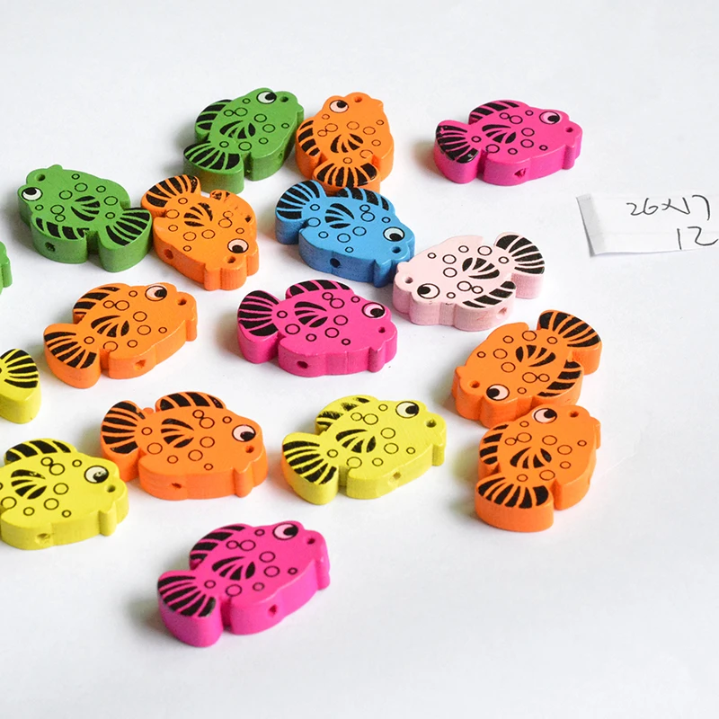 

Fish shape Cartoon Wooden Beads Mixed Color Wood Beads for Jewelry Making DIY Baby betis Pacifier Clip lollipop 032