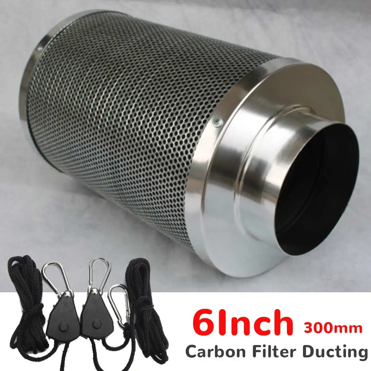 

1PC 300mm Carbon Filter 6Inch Hydroponics WIth Pulley Rope Ratchet Hanger for Indoor Grow Tent Hydroponic