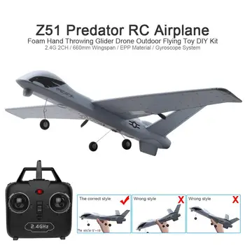 

RC Airplane Plane Z51 20 Minutes Fligt Time Gliders 2.4G Flying Model with LED Hand Throwing Wingspan Foam Plan Toys Kids Gifts