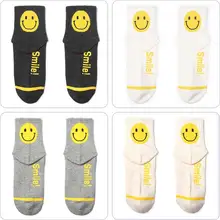 1 пара, однотонные носки в стиле Харадзюку с милым мультяшным смайликом, хлопковые носки, повседневные короткие носки с принтом счастливого лица для девушек, Sox