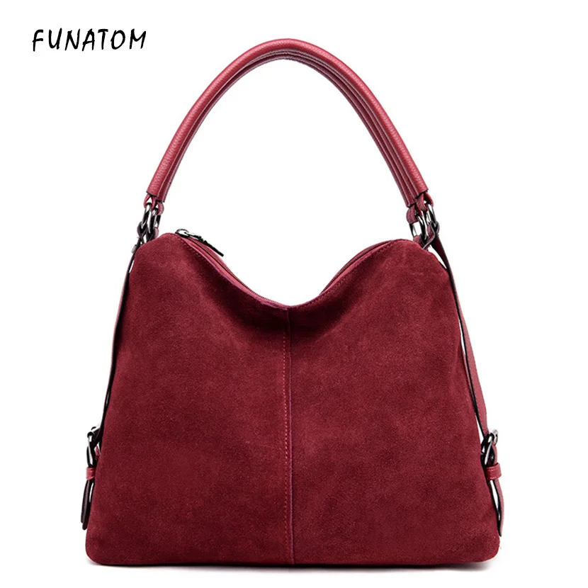 

Funatom Real Split Suede Leather Shoulder Bag For Women 2018 Female Casual Handbag Messenger Top-handle bags Good Quality