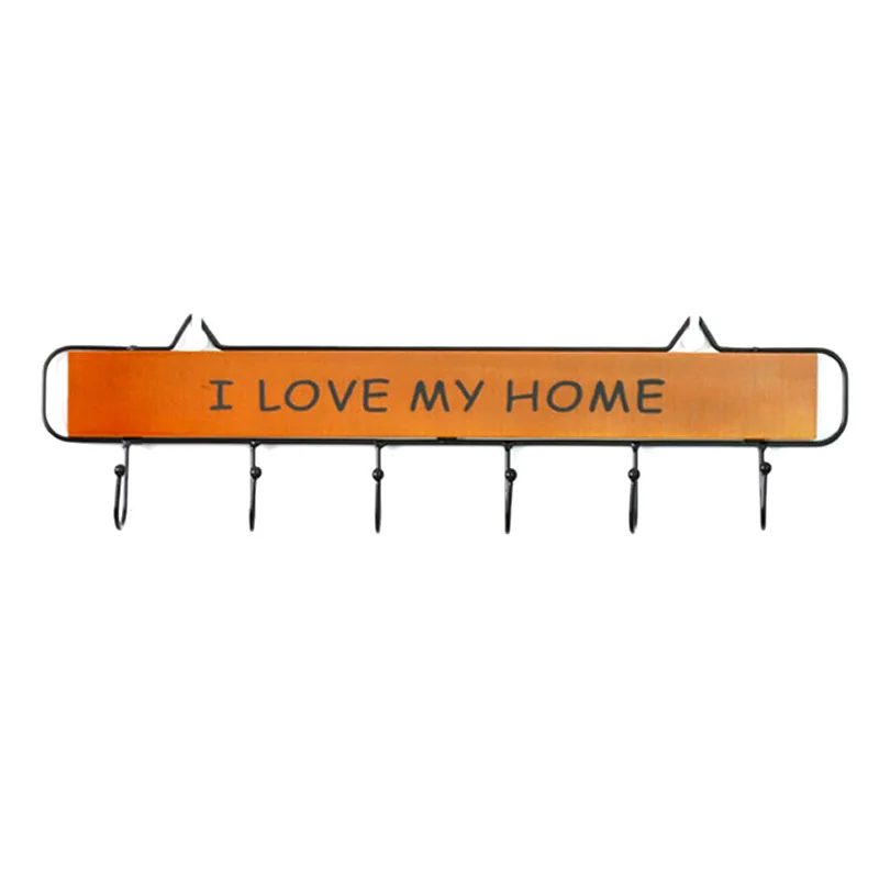 

Creative Wooden iron Hook Wall-Mounted Key Clothes Hat Hook Storage Rack Porch Living Room Kitchen Wall Decoration