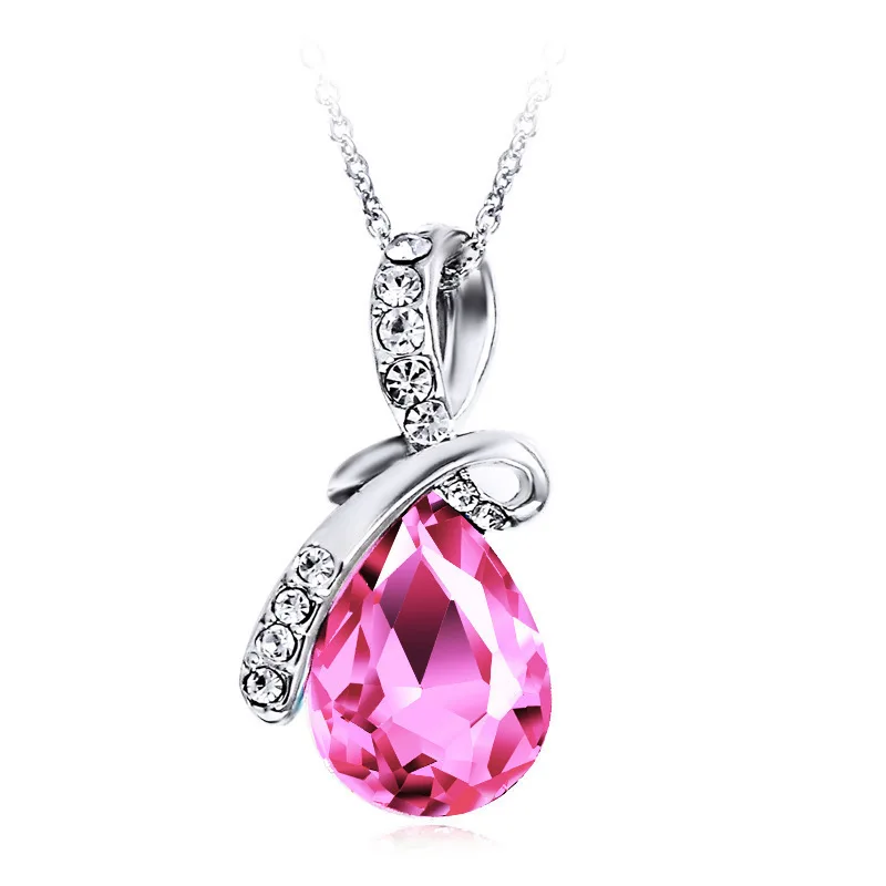 

New Fashion Waterdrop Shiny Crystal Pendant Necklace Jewelry Pendant for Wedding Birthday Party Anniversary