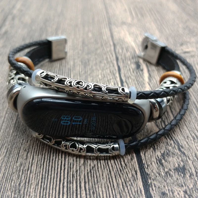 

For Xiaomi Miband3 Wrist Strap Retro Genuine Leather Watch Band Bracelet Wristband For Mi band 3 Leather Strap