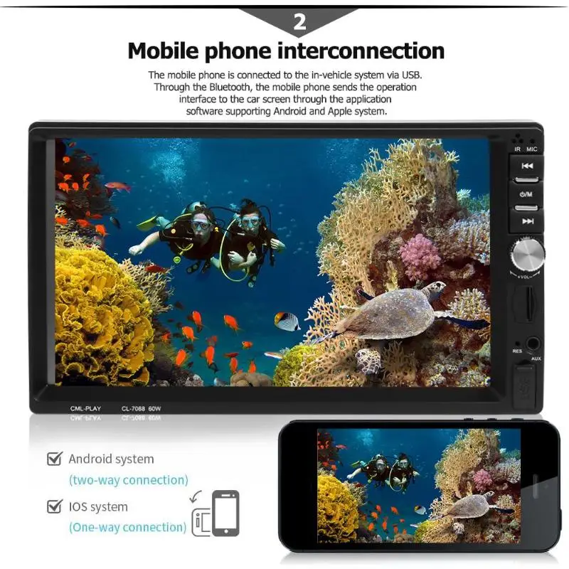 

VODOOL 7088B 7 Inch 1024*600 HD Screen Car Stereo MP5 Player FM Radio Bluetooth Head Unit with Camera Car Video MP4 MP5 Players