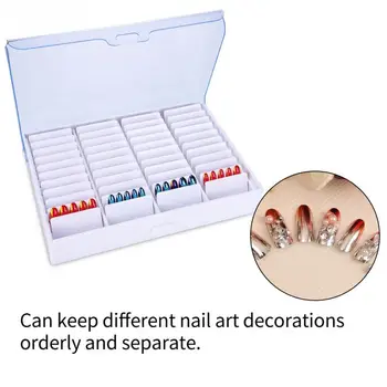 

New Nail Art Jewelry Storage Box Makeup Organizer Nail Film Decorations Container Transparent rectangle Case Manicure Tools
