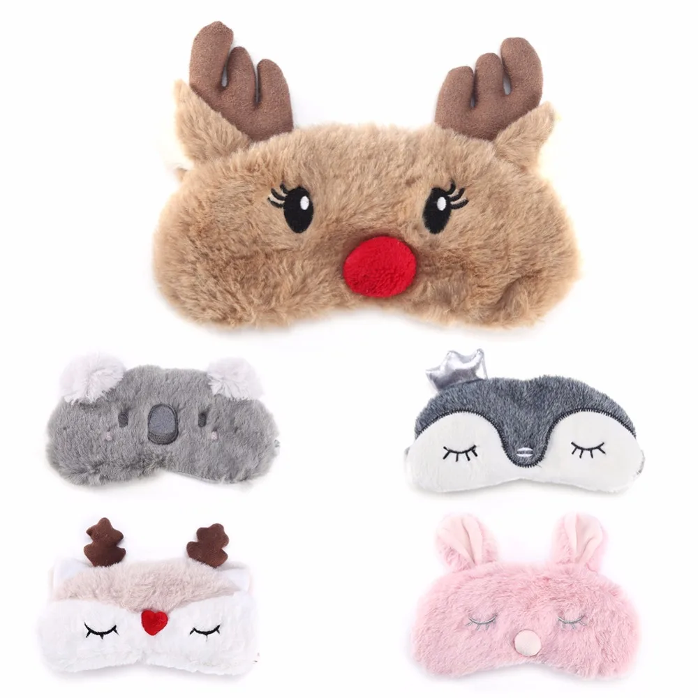 

Cute Animal Eye Cover Sleeping Mask Eyepatch Bandage Blindfold Christmas Deer Winter Cartoon Nap Eye Shade Plush Sleeping Mask a