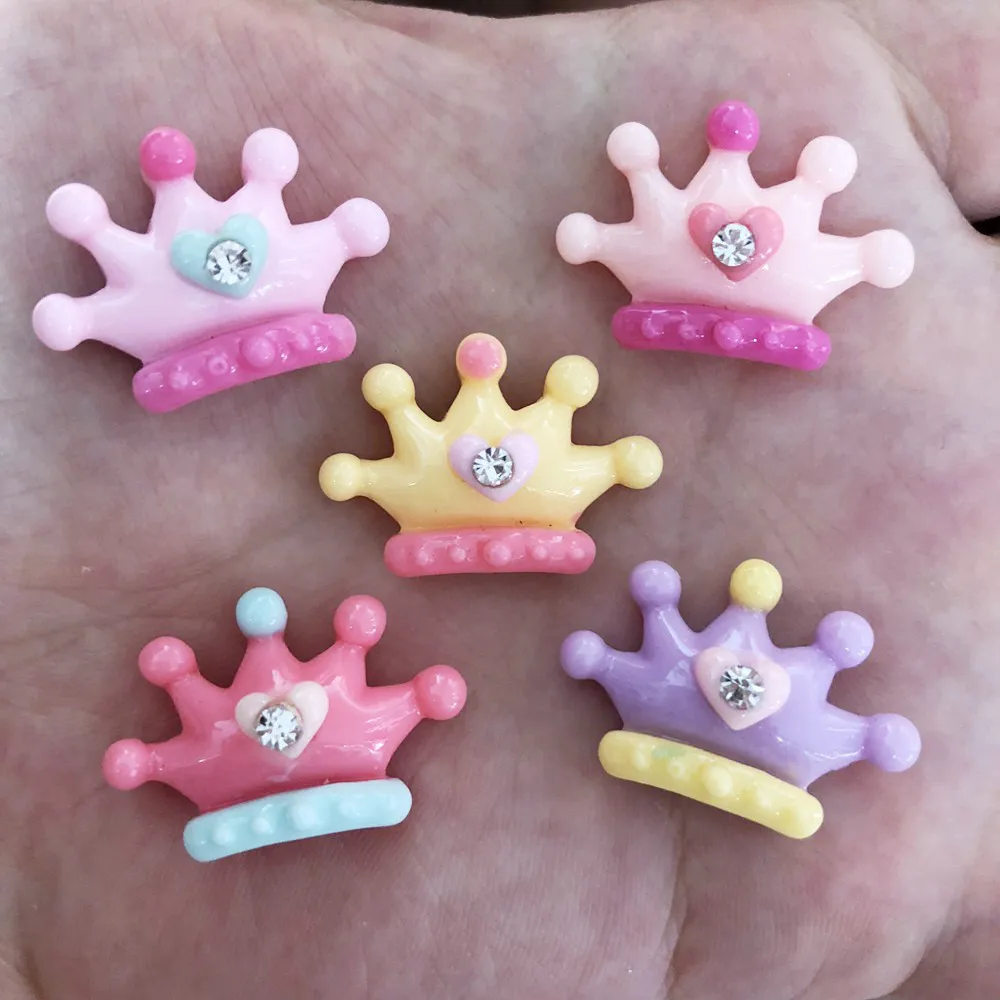 

DIY 10pcs 25mm Resin Crown Flatback Rhinestone Child Scrapbook Wedding Buttons Crafts R57A