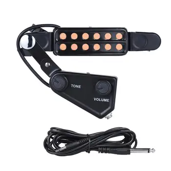 Adjustable Acoustic Guitar Sound Hole Pickup Magnetic Transducer with Tone Volume Controller Audio Cable Guitar Part Accessories