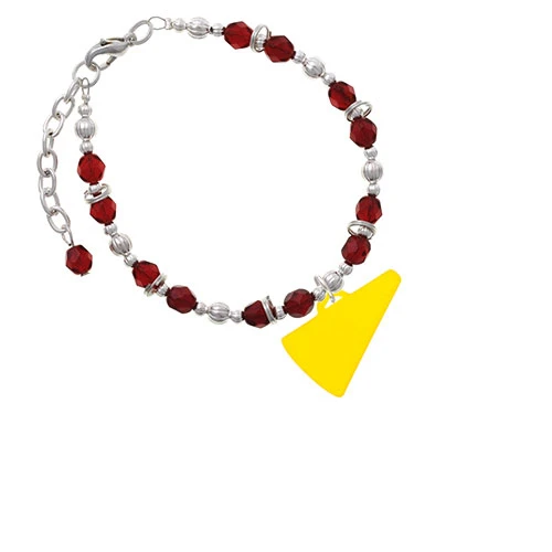 Acrylic 1.25&quot Yellow Megaphone Maroon Beaded Bracelet |