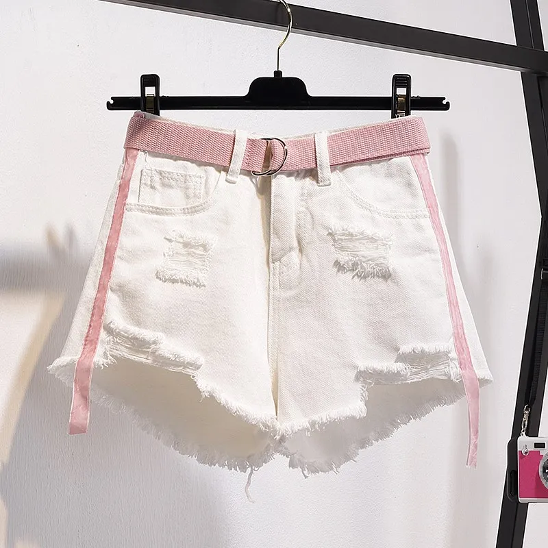 

Summer High Waist Shorts Women Denim Shorts Ladies Hot Blue White Sexy Short Jeans Female Short Mujer