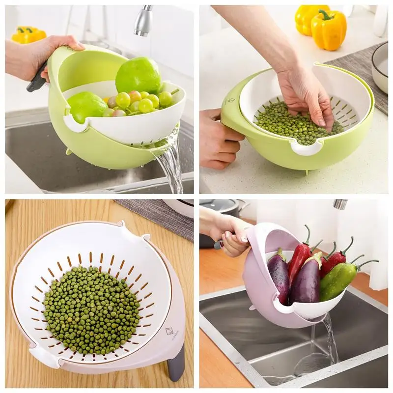Preise 2019 hohe Qualität Mode 2 stücke Doppel Drain Korb Schüssel Waschen Küche Sieb Nudeln Gemüse Obst Geschenk