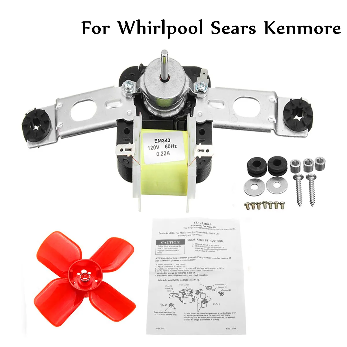 

482731 Refrigerator Evaporator Freezer Fan Motor For Whirlpool Sears Kenmore