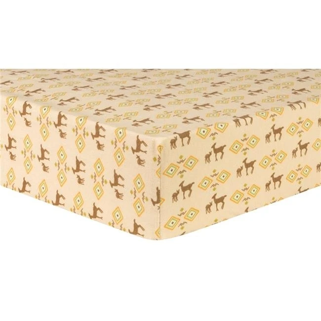 Trend Lab 102734 Whim-U Deer Aztec Deluxe Flannel Fitted Crib Sheet - Brown Green &amp Orange&ltBR&gt | Мать и ребенок