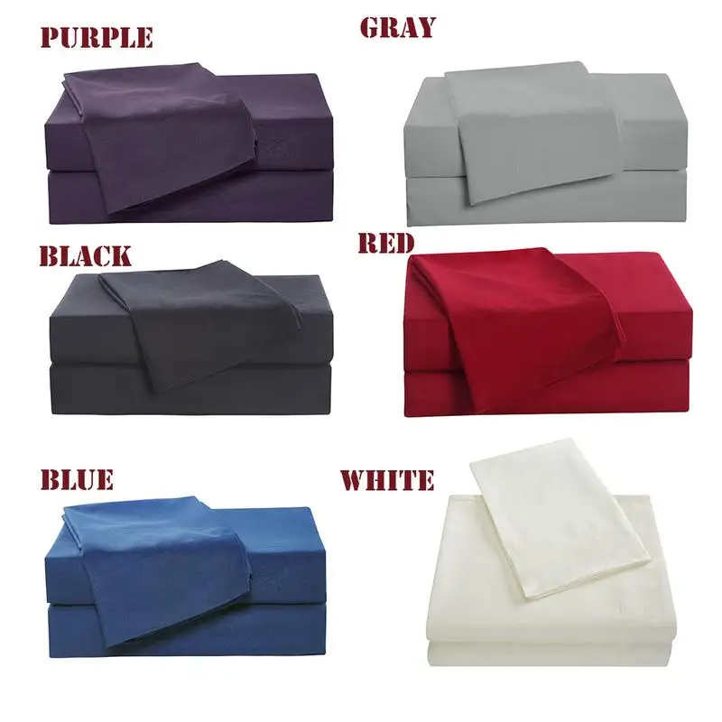 

4pcs Family Bedding Set Include Bed Fitted Sheet Flat Sheet Two Pillowcase Soft Skin-Friendly Plain Bedding Set