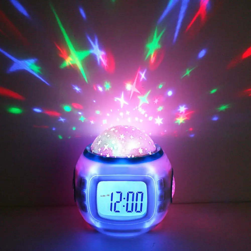 Alarm Clocks Night Light Projector Lamp Bedroom Alarm Clock With Music for Kid Christmas Gift